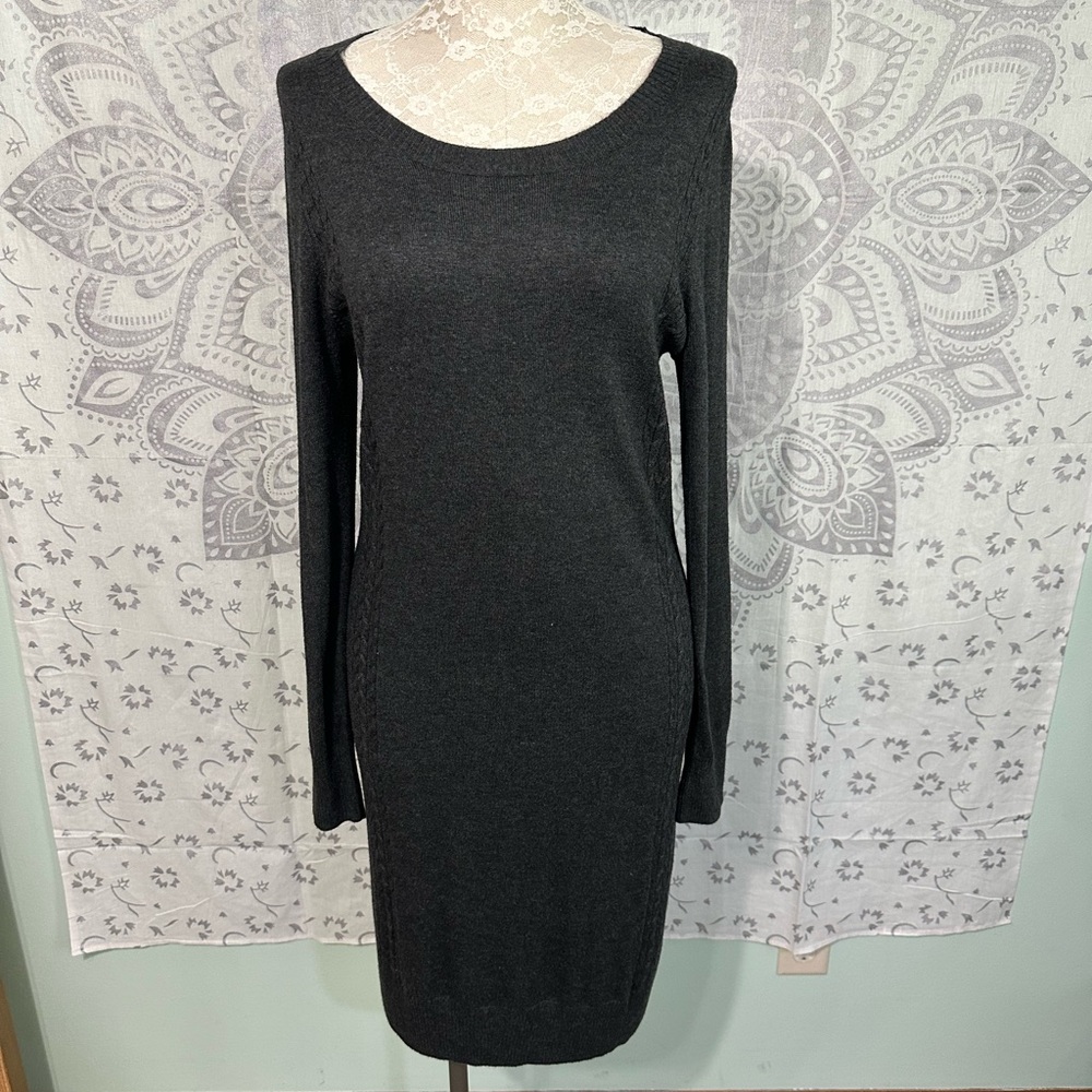 New $48 Liz Lange Maternity Target Long Sleeve Cable Sweater Dress Grey Large L